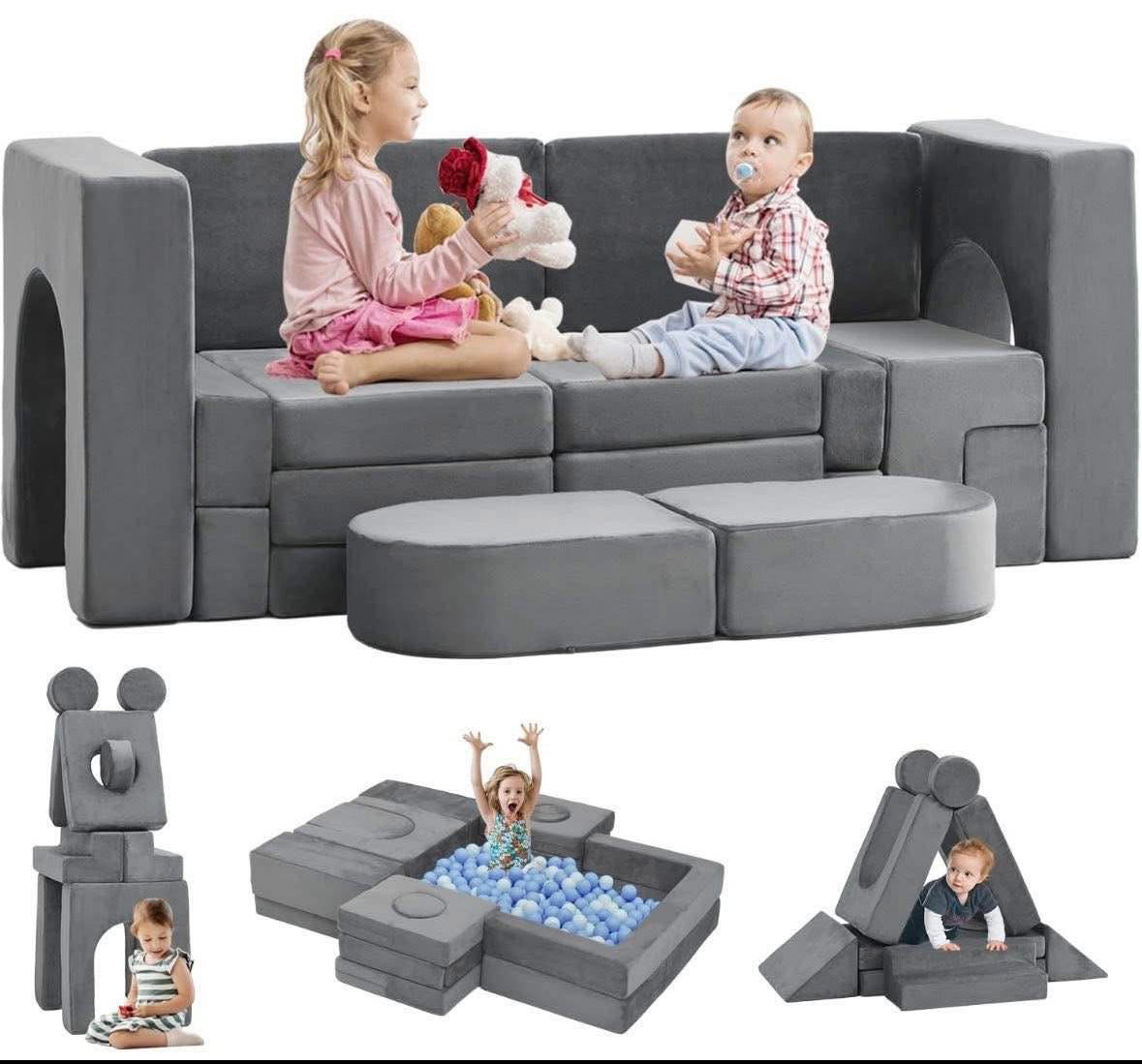 22Pcs Modular Play Couch, Floor Sofa 1000+DIY Creativing Playroom Furniture-New!
