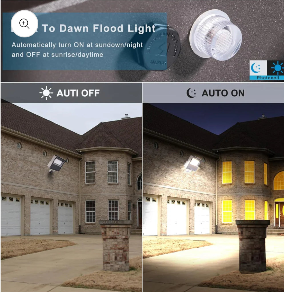 4 Pack-200W LED Flood Light 5000K 30000Lm w/Photocell 120/277V Trunnion Mount