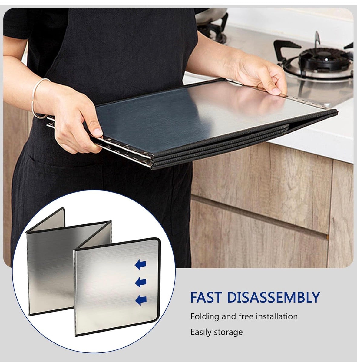 Korsikato 2 Pieces 2 Sided Grease Splatter Guard Foldable Splatter Guard for Stove Stainless Steel Oil Splatter Screens Backsplash for Wall Gas Range Frying Pan Camping(Size:11.8×15.7inches)