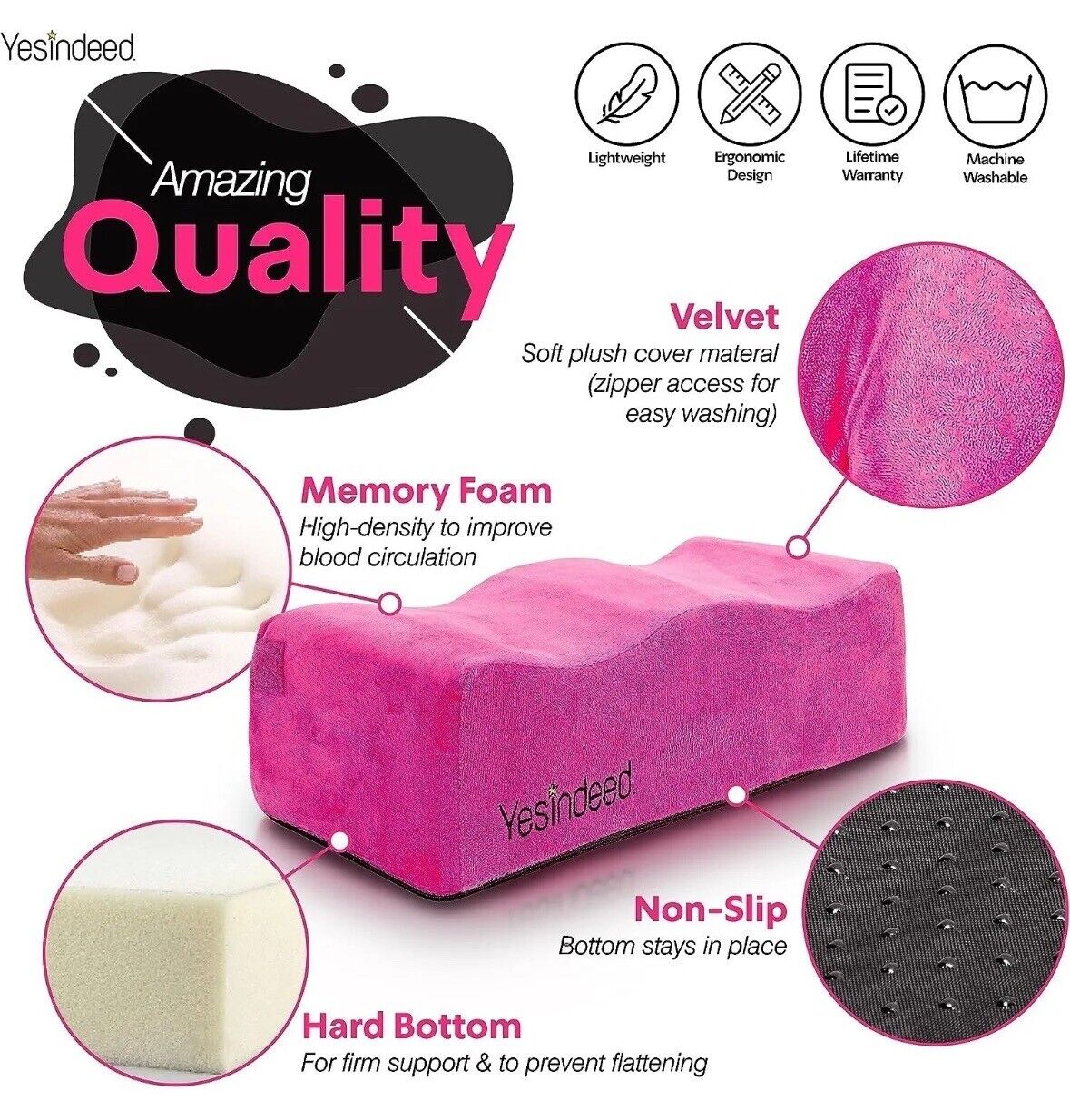 YESINDEED The Original Brazilian Butt Lift Pillow, Red-NEW!!