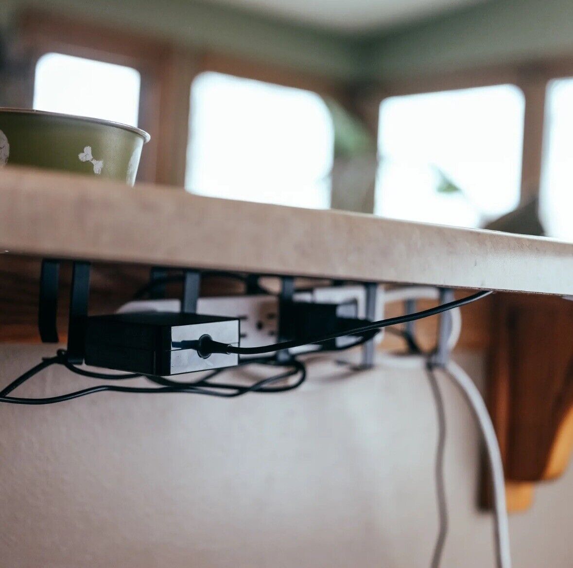 BISupply Cable Management Under Desk Wire Tray - 2-Pack Cord Organizer