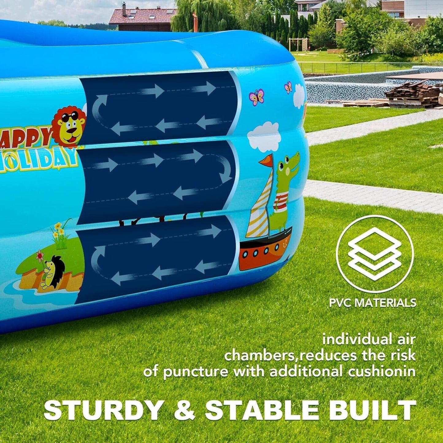 Inflatable Swimming Pools with Pump, Oversized 120" X 72" X 22" Thickened Blow