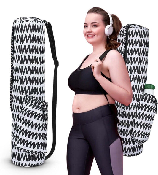 Yoga Mat Carrying Bag Fits Any Mat 2-5” and 27” Long With Pockets & Carry Strap