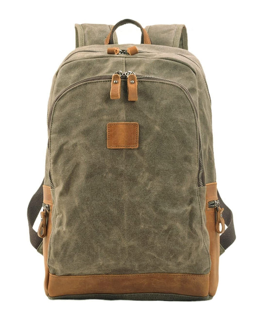 Wuden 16.5” Waxed Canvass & Leather Backpack