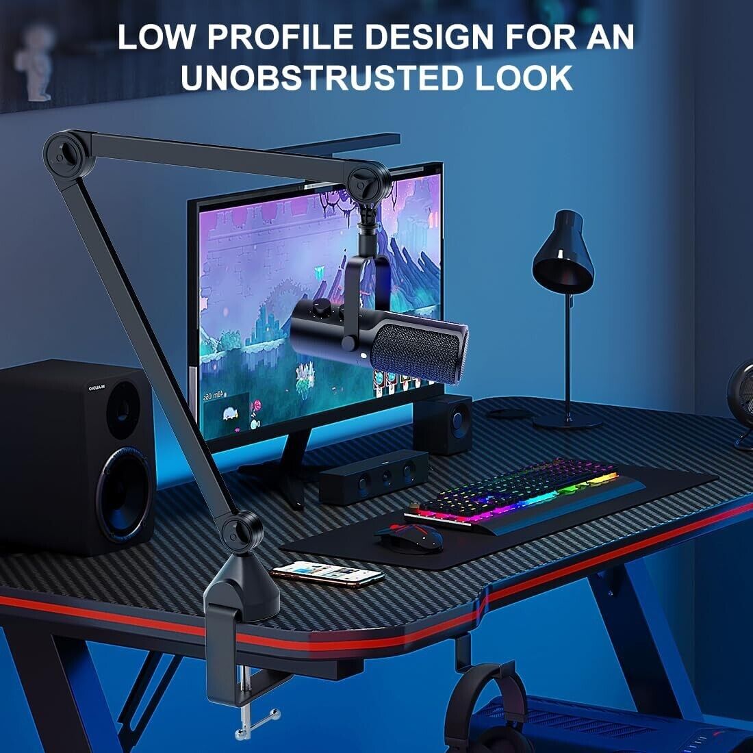 Mic Boom Arm Desk Mount 360° Rotatable Mic Arm 3/8" to 5/8" Adapter