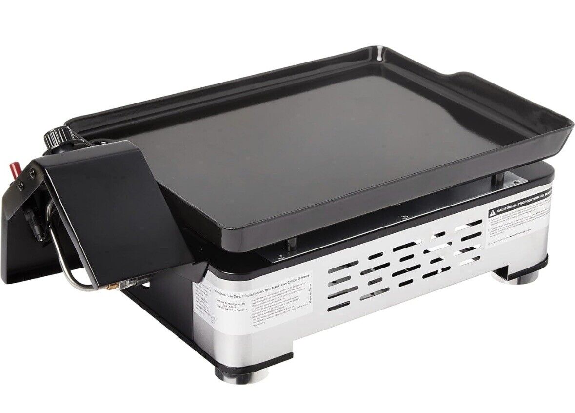 Amazon Basics Outdoor 18" Tabletop Gas Outdoor Griddle With Enamel Coating Top