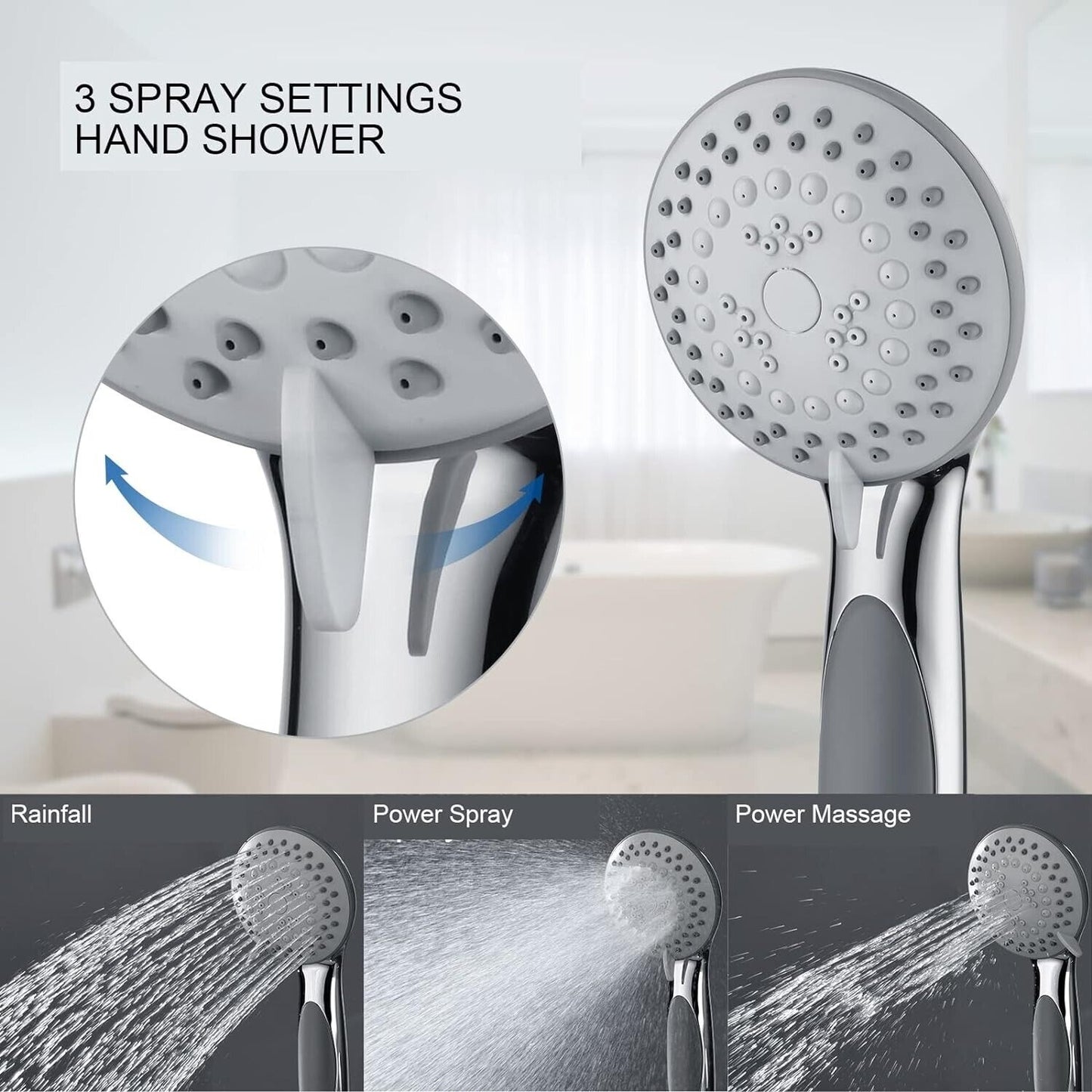 Lavatrum Polished Chrome Shower System, Valve Body6" Shower Head Handheld Shower