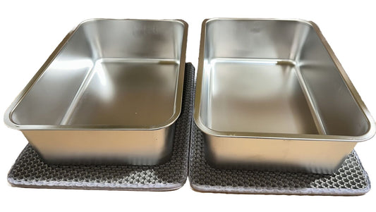 2 Pack Stainless Steel Cat Litter Box With HoneyComb Mats (19.5 x 13.5 x 5.8 in)