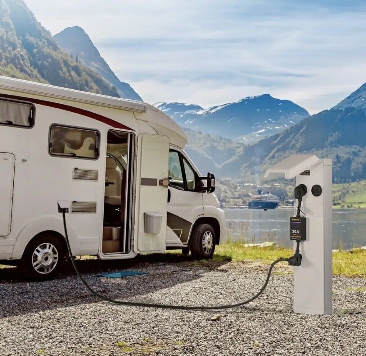 ATGFOX 30AMP RV Camper Surge Protector Waterproof Cover 3.5" LED Screen