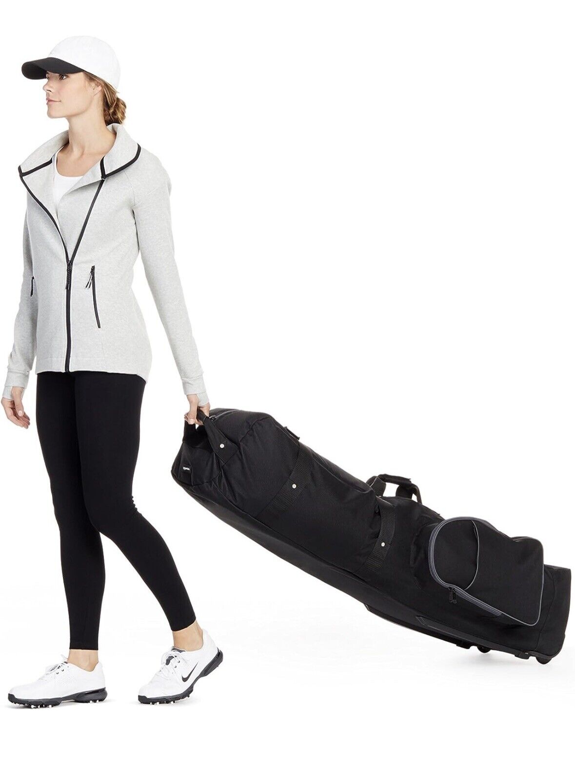 New Amazon Basics Premium Soft-Sided Foldable Golf Clubs Travel Bag Black Case