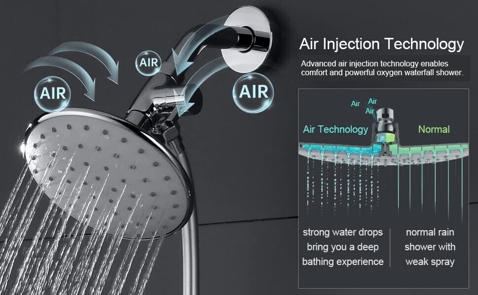 Lavatrum Polished Chrome Shower System, Valve Body6" Shower Head Handheld Shower