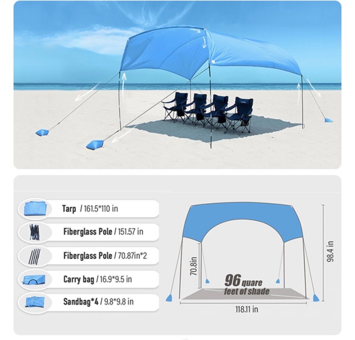 Sunbrez Beach Tent Shade