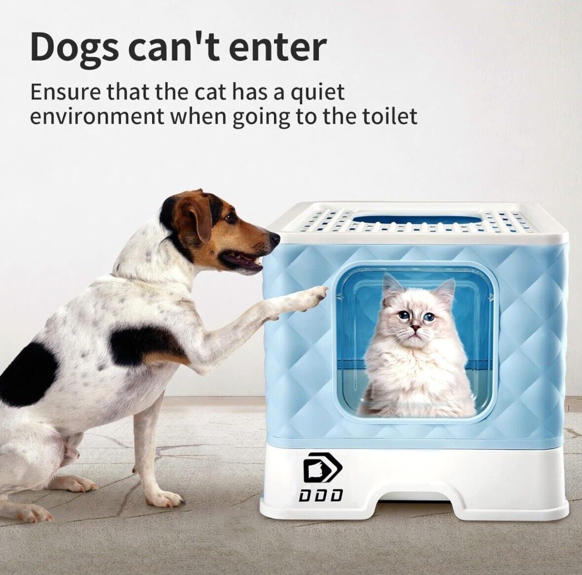 DDD Cat Litter Box with Lid Cover & Scoop Front Entry Top Exit