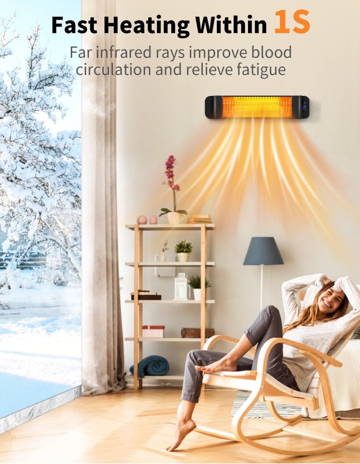 Wall-Mount Electric Infrared Indoor Outdoor 1500 Watt Max Heater W/Remote