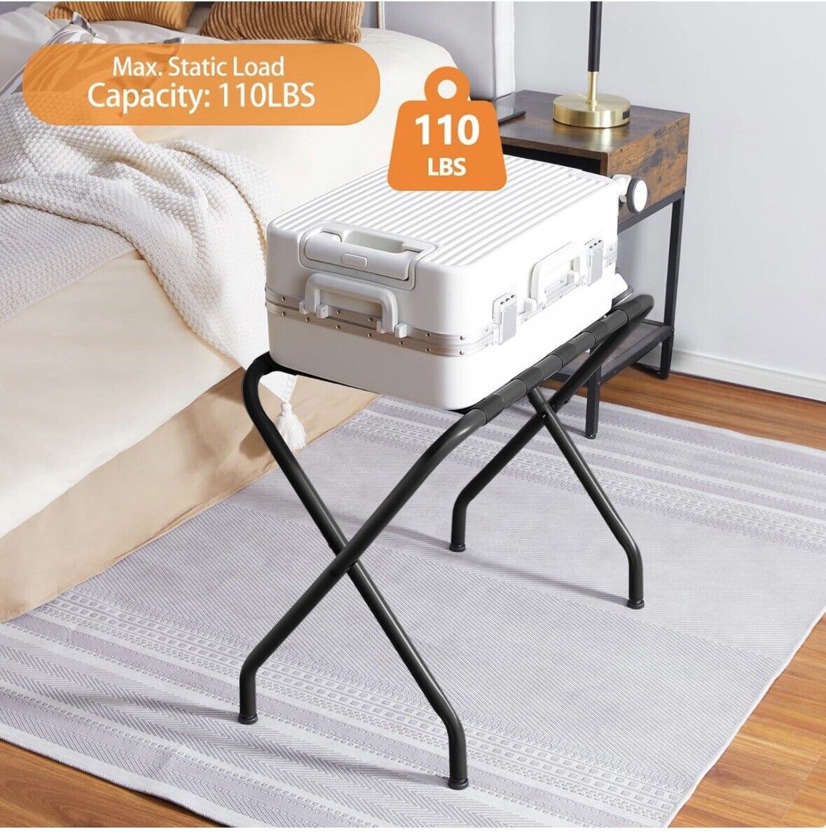 2-Pack Folding Luggage Rack, Suitcase Stand