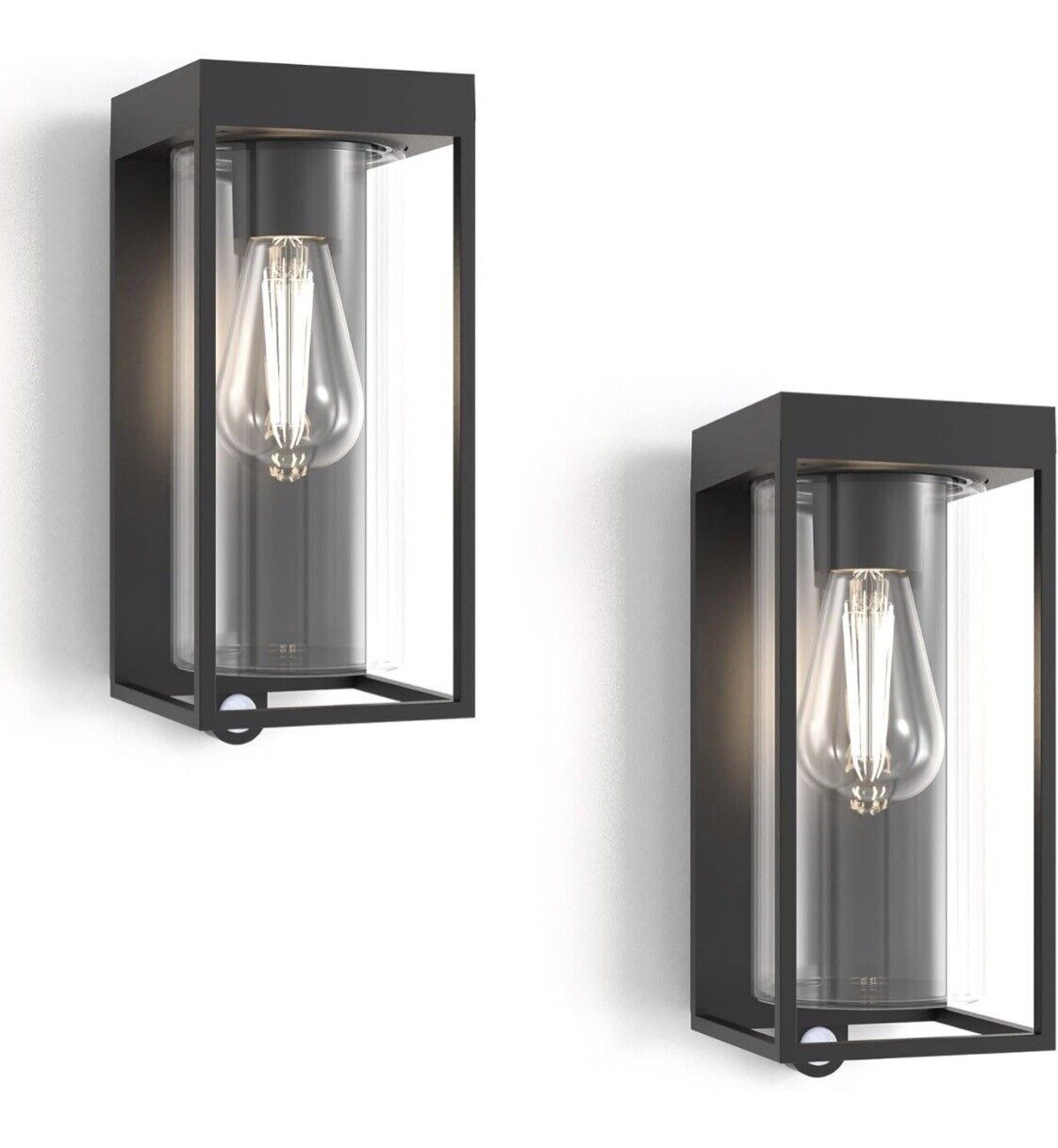 2 Pack Solar Motion Sensor Light Outdoor Dusk To Dawn Modern Wall Sconce Alum