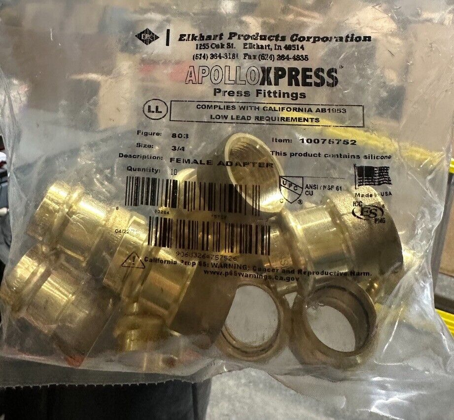3/4 ApolloXpress female adapter 10075752 (pack of 10)