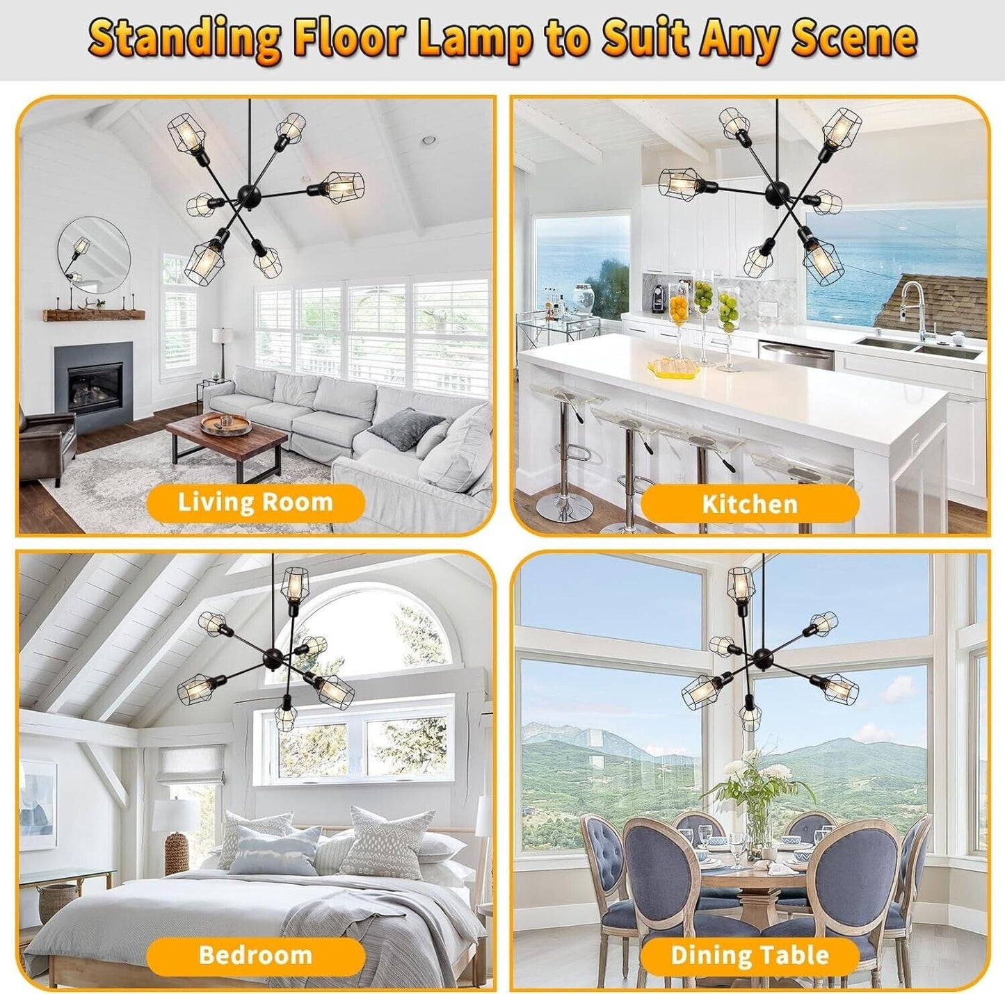 6-Light Farmhouse Industrial Island Pendant Light Fixture