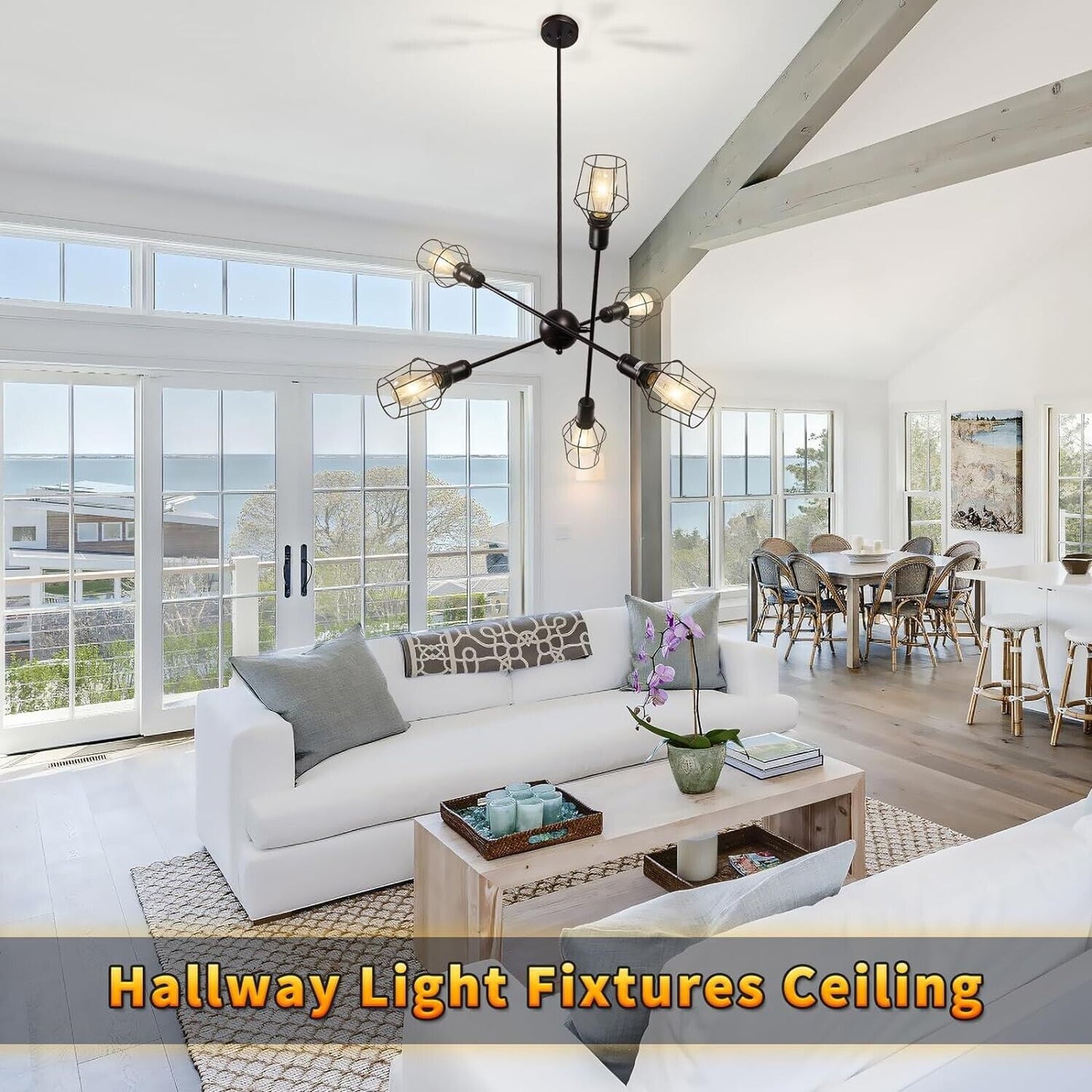 6-Light Farmhouse Industrial Island Pendant Light Fixture