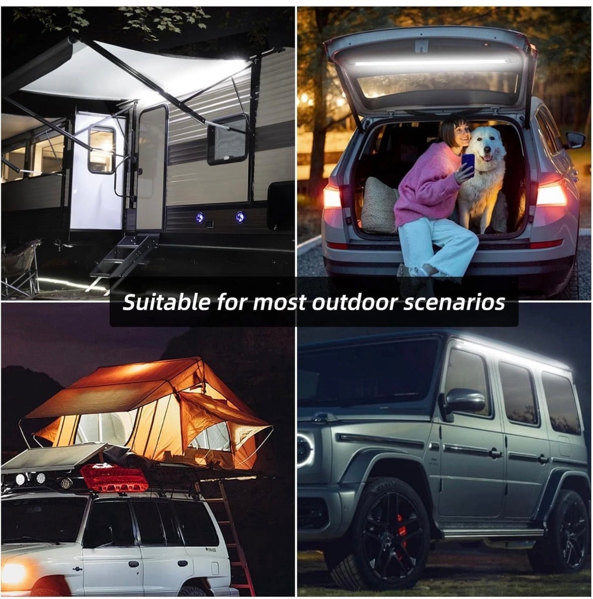 (4 PACK) 12V Magnetic Mount LED Light/ Weatherproof Dimmable Camping Lights IP67