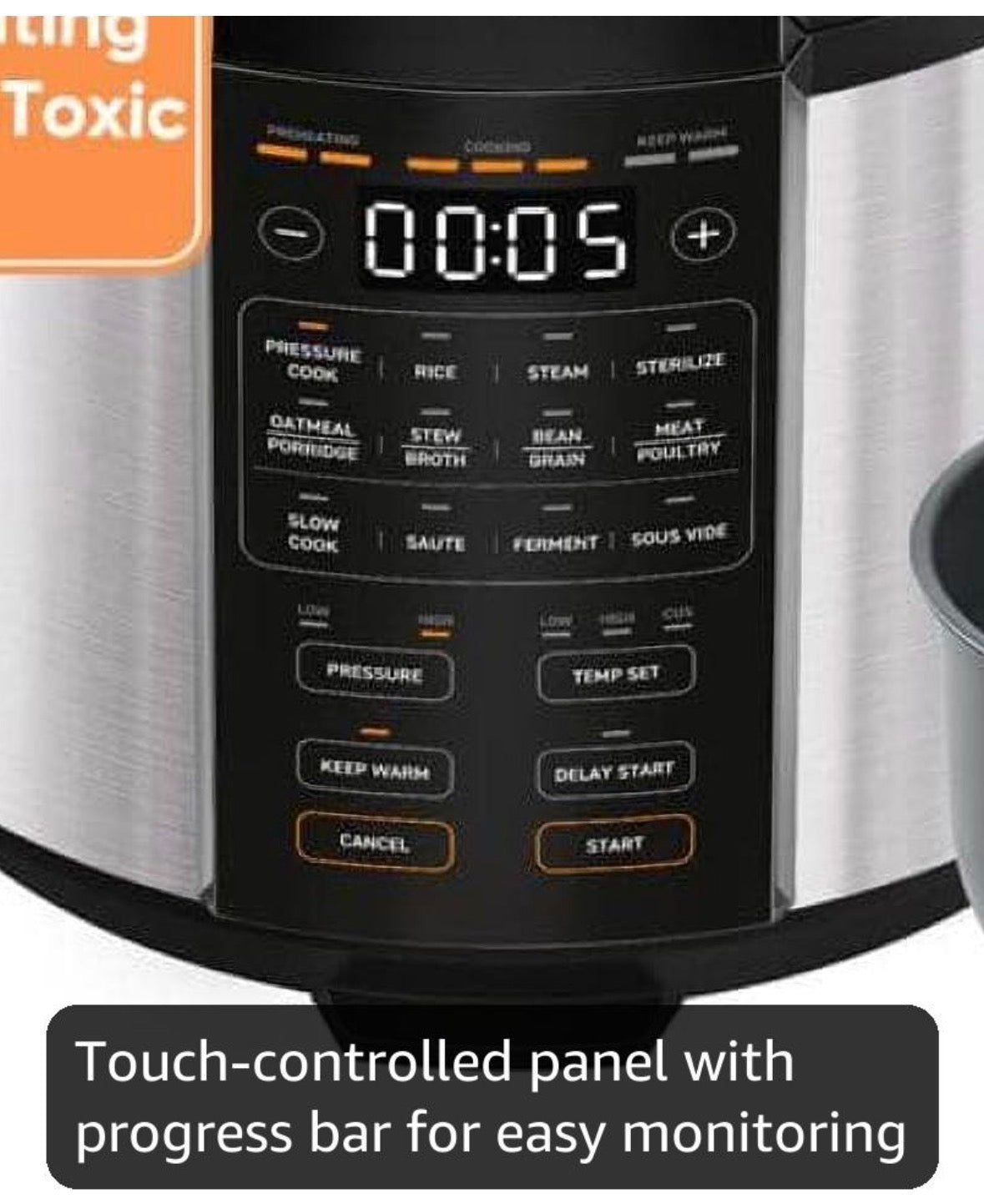COSORI Pressure Cooker 6QT, Stainless Steel, 9-in-1 Multi Cooker, 12 Safety Features, Ceramic Inner Pot, Rice, Slow Cook, Sous Vide, Saute, 1100W