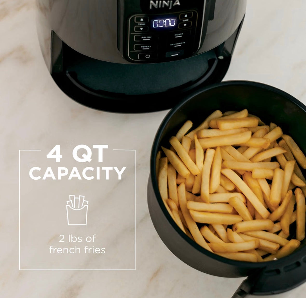 Ninja AF101 4QT Air Fryer 4-in-1 Roast Crisp Reheat Dehydrate Grey-New!!