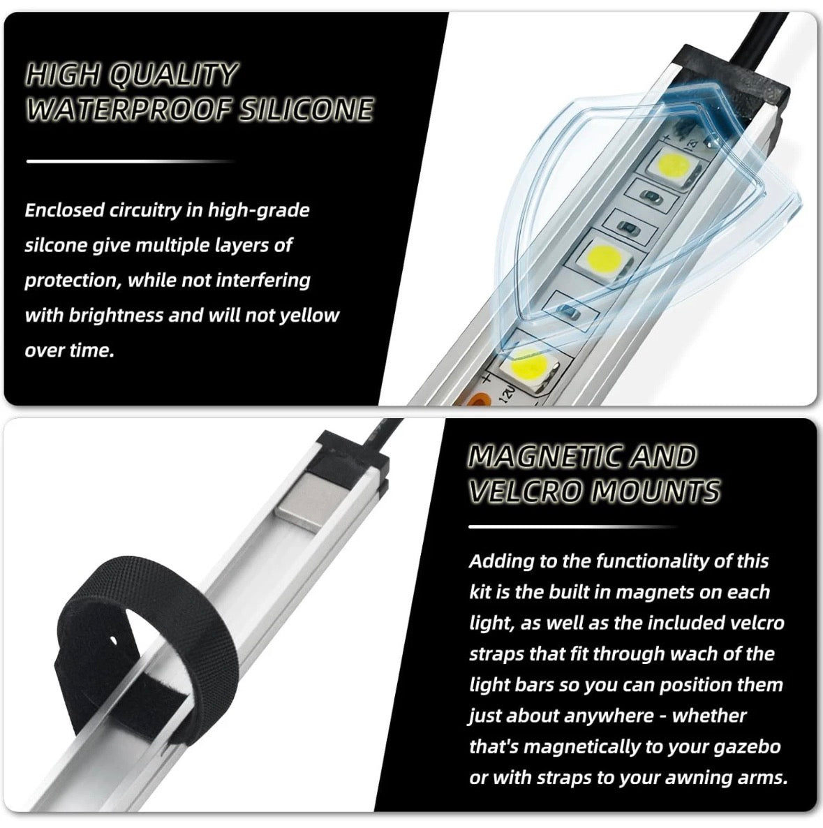 (4 PACK) 12V Magnetic Mount LED Light/ Weatherproof Dimmable Camping Lights IP67
