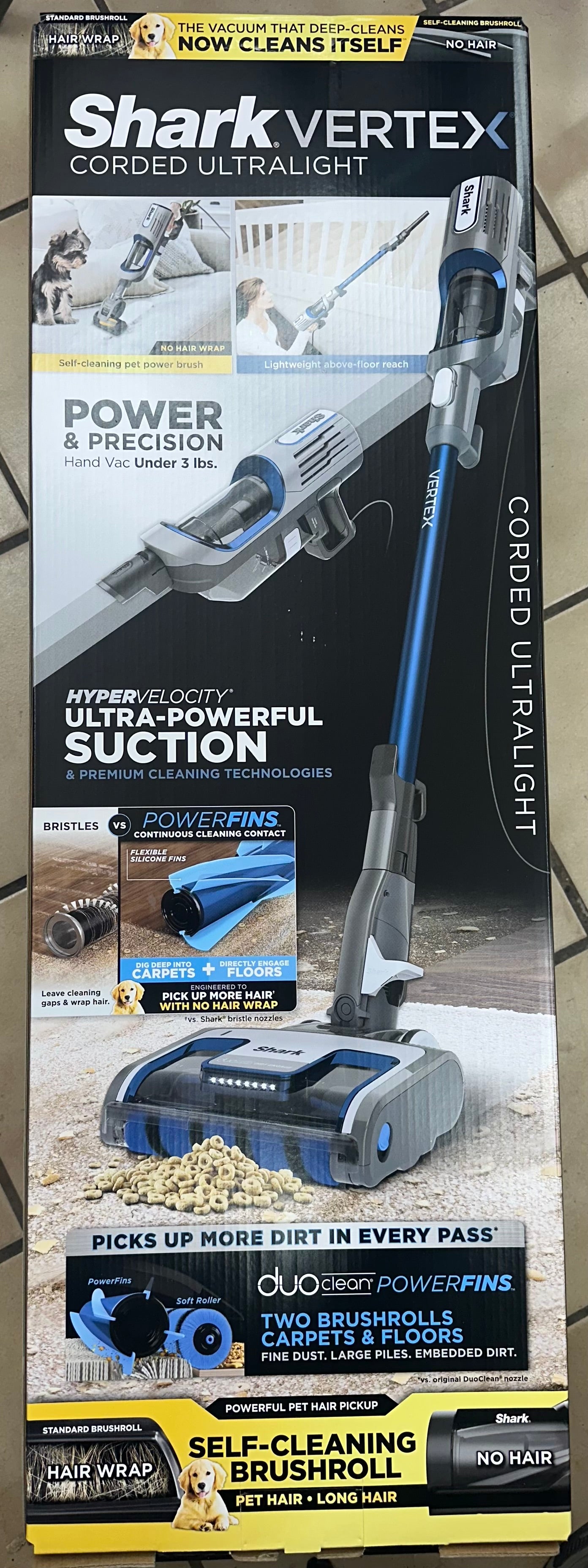 Shark | Corded Stick Vacuum Cleaner | Vertex Ultralight | Removable Handheld Vacuum | Pet Hair Vacuum for Carpet and Hard Floor | Powerful Suction | No Hair Wrap | 3 Attachments Included | HZ2002