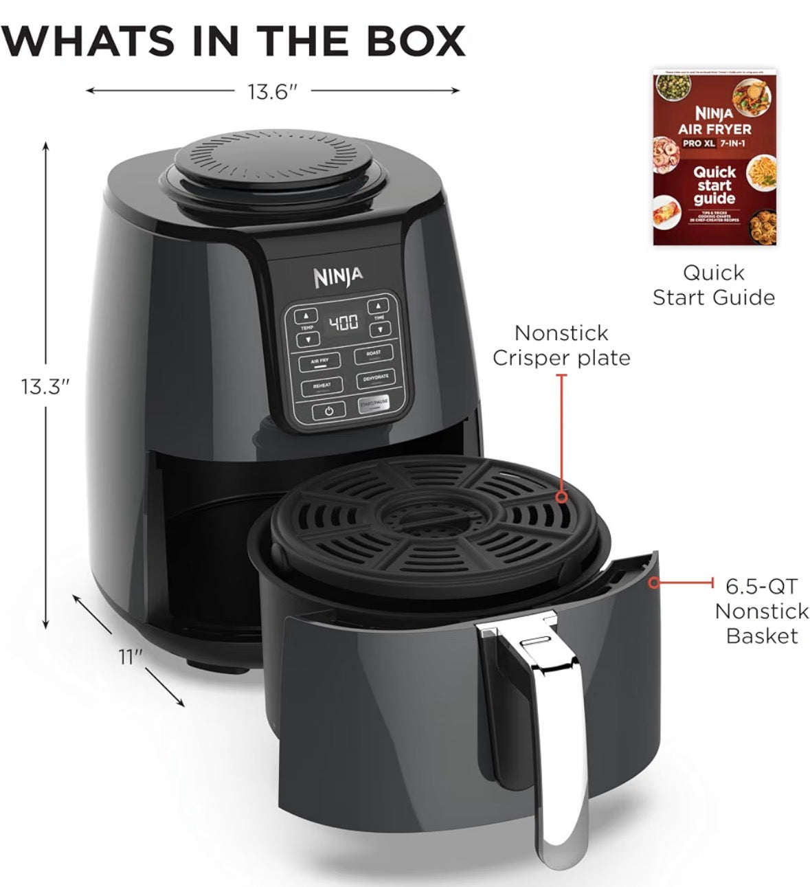 Ninja AF101 4QT Air Fryer 4-in-1 Roast Crisp Reheat Dehydrate Grey-New!!
