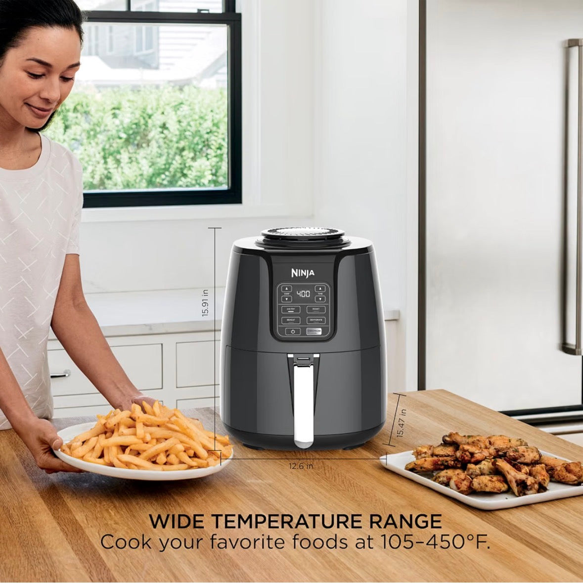 Ninja AF101 4QT Air Fryer 4-in-1 Roast Crisp Reheat Dehydrate Grey-New!!