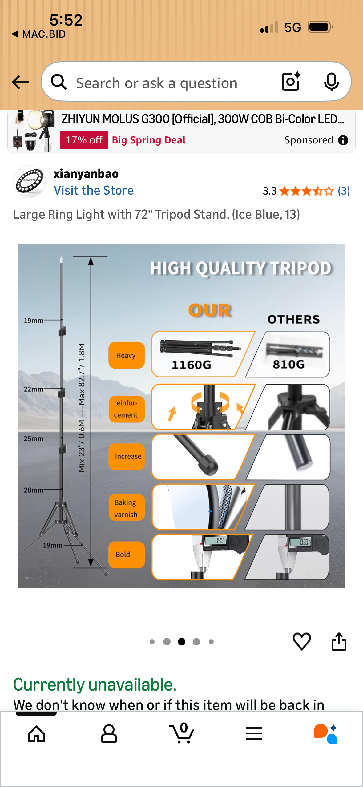 13” Full Screen Ring Light Professional 55W with 72" Tripod Stand /Remote-NEW!
