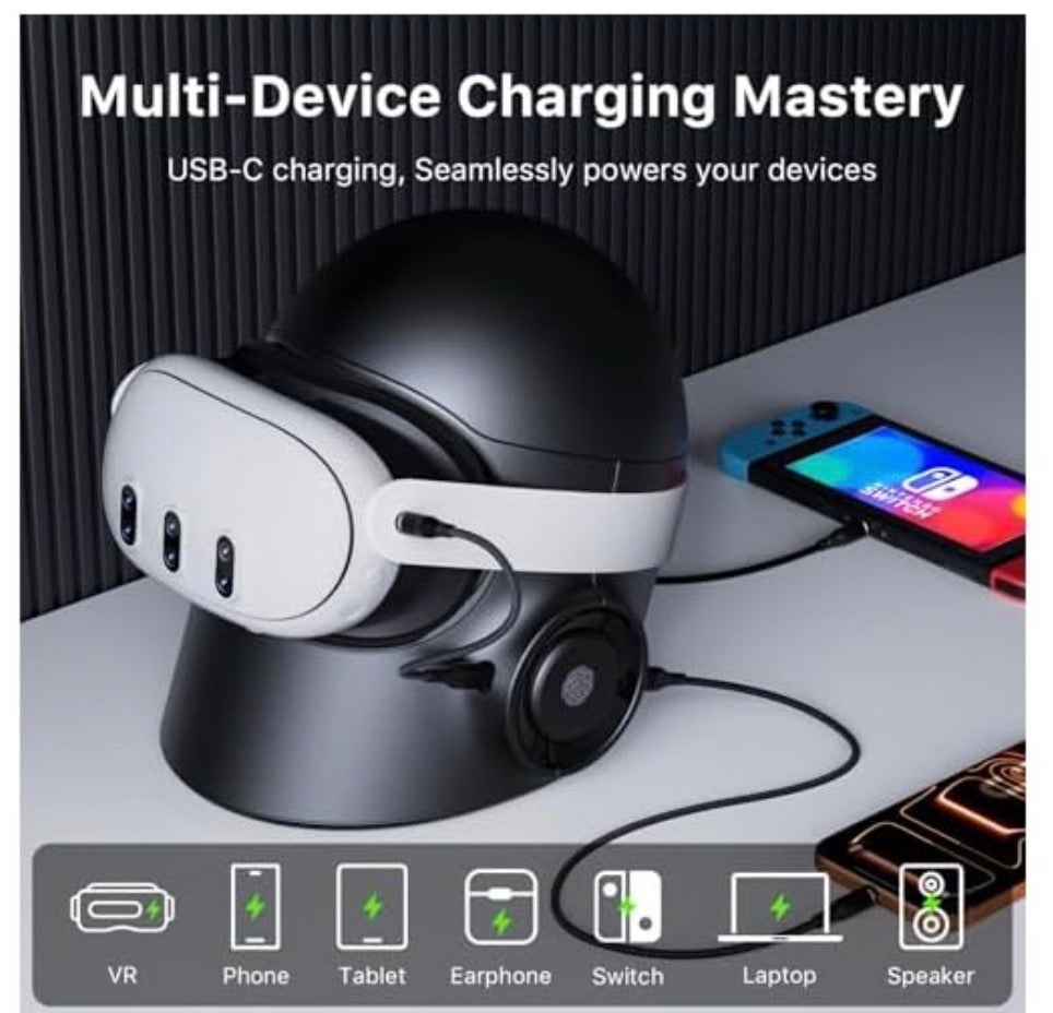 Aubika 3 in 1 VR Charging Station, Meta Quest 3/3S/Pro/2, RGB Lights-NEW!