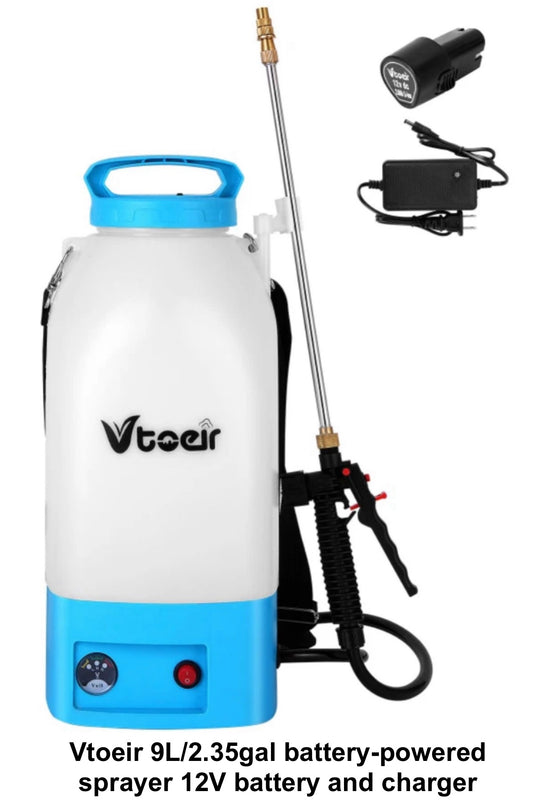 Vtoeir 9L/2.35Gal Battery Powered Sprayer 12V battery & charger, Shoulder Strap-New!