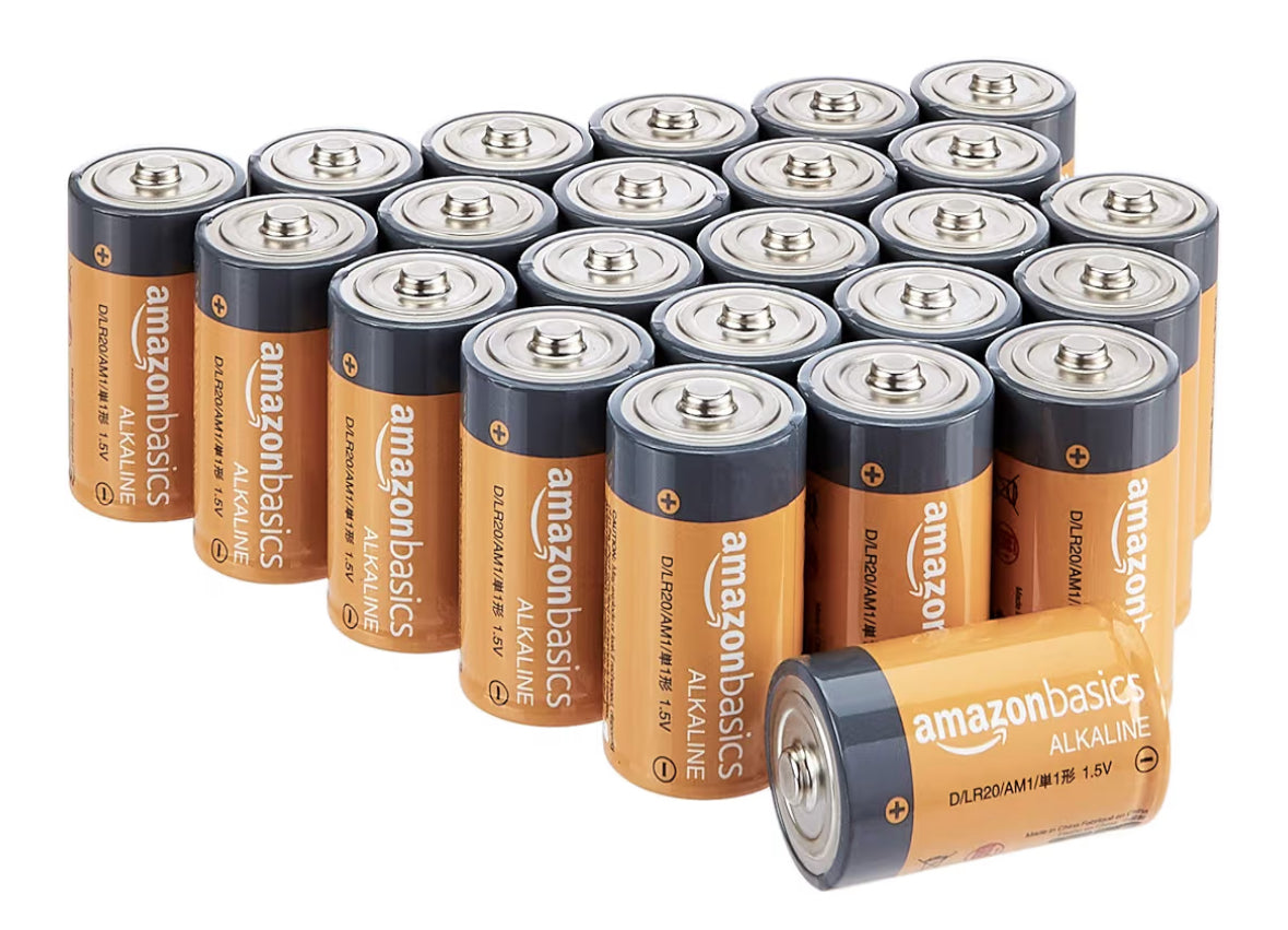 96ct-Amazon Basics D Cell Alkaline All-Purpose Batteries 1.5 Volt (4-24 Pack) Expires 08/2029