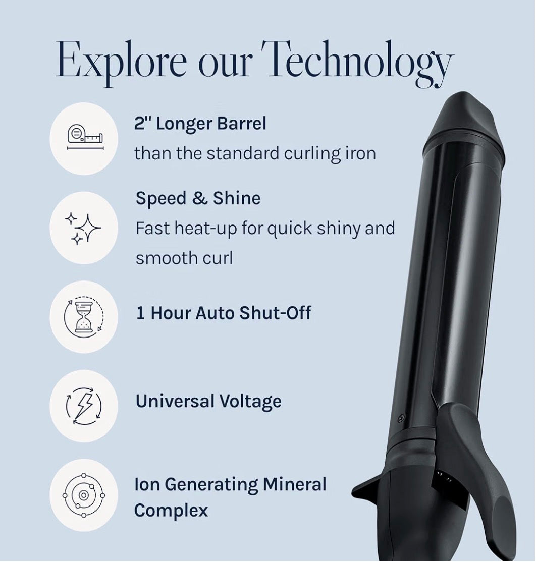 Bio Ionic 1 1/2” Long Barrel Curling Iron, Moisture Heat Technology & NanoIonic MX-New!!