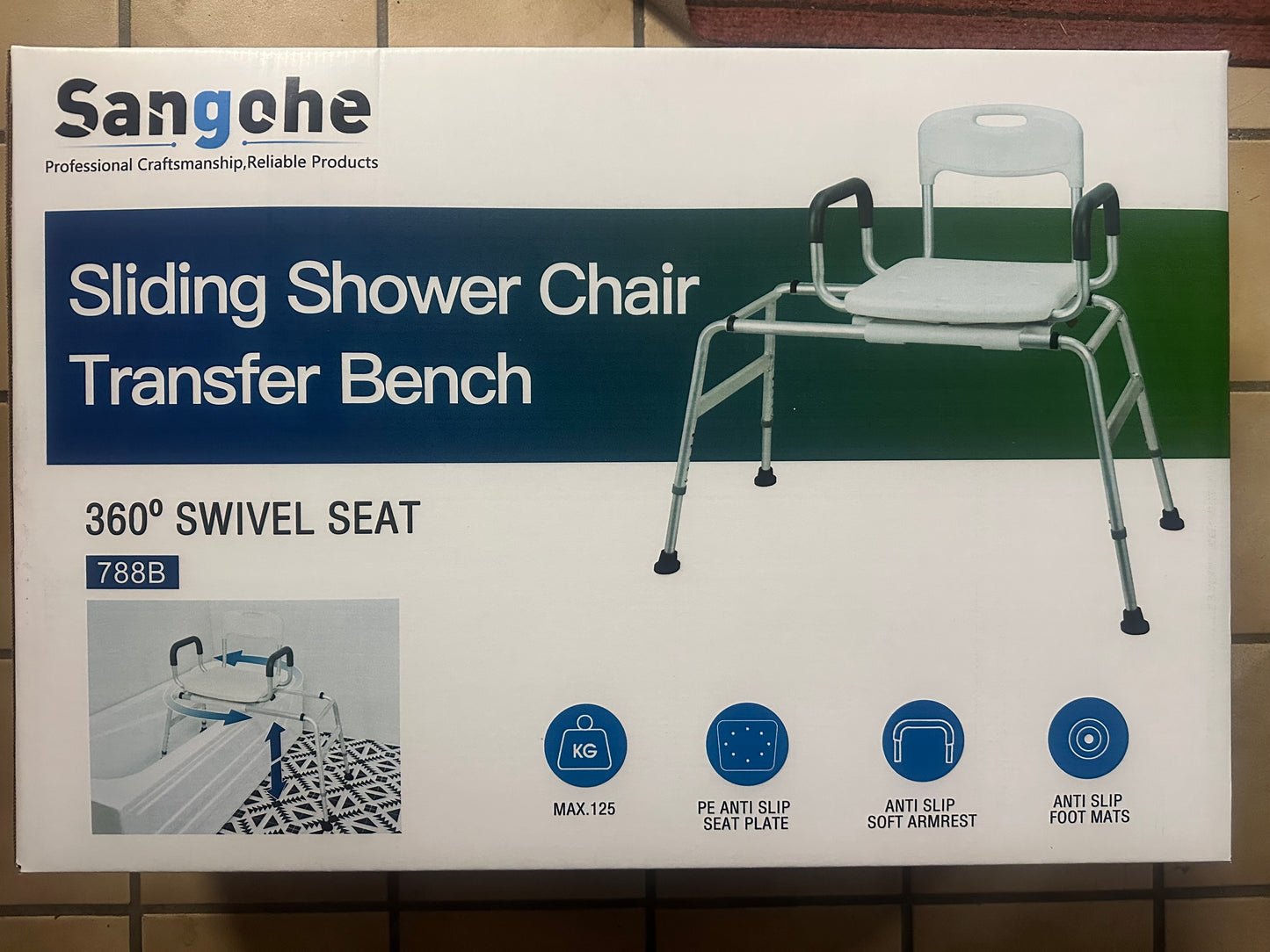 Sangohe Shower Chair Inside Shower Sliding Shower Chair Tub Transfer Seat 788B