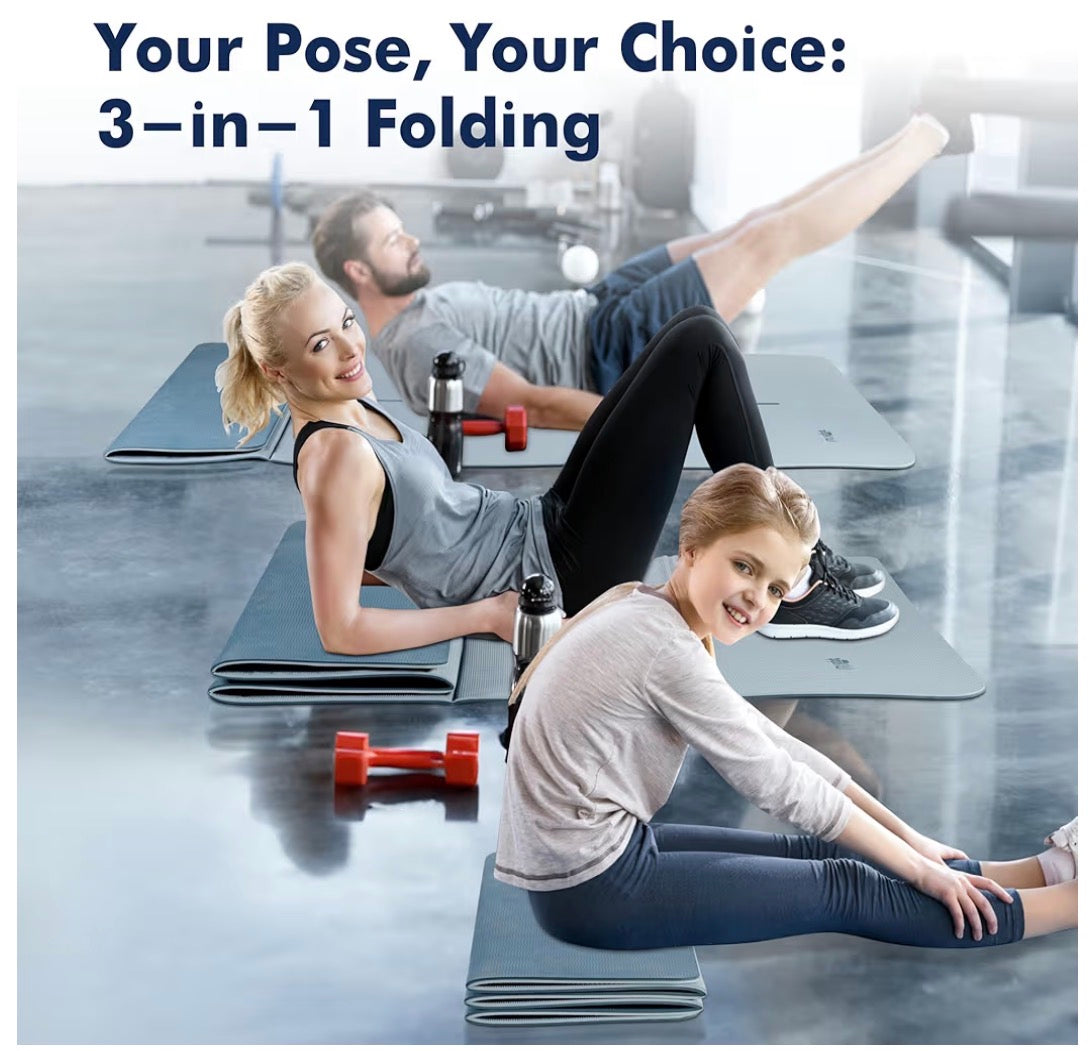 GoGoKIWI Foldable Yoga Mat for Travel(1/4" & 1/2" Thick) Folding Exercise Mat-NEW!