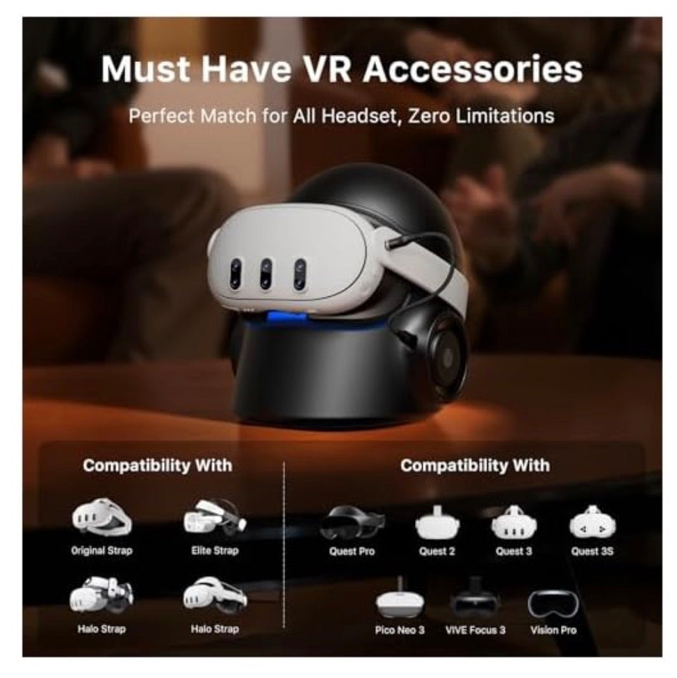 Aubika 3 in 1 VR Charging Station, Meta Quest 3/3S/Pro/2, RGB Lights-NEW!
