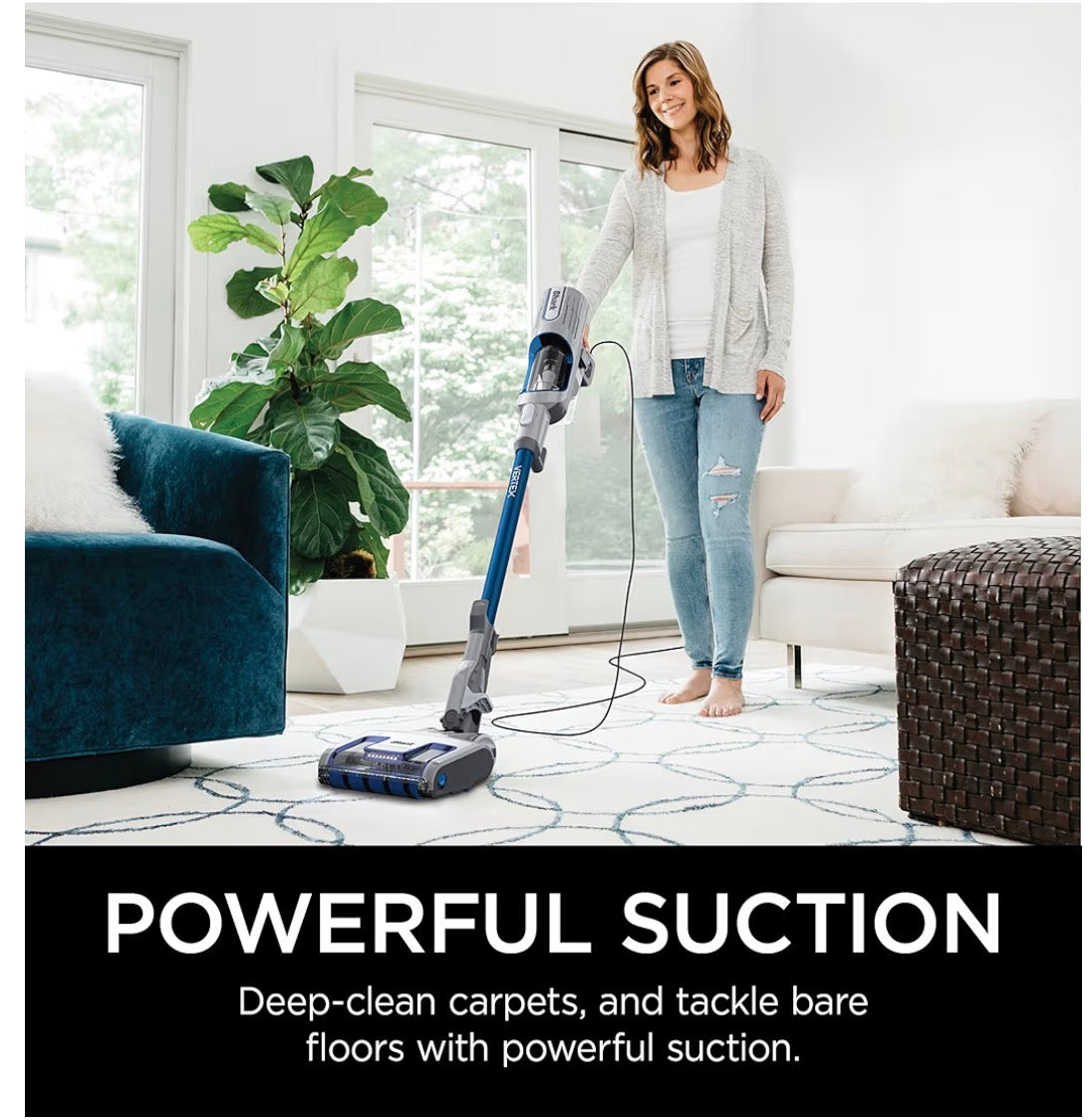Shark | Corded Stick Vacuum Cleaner | Vertex Ultralight | Removable Handheld Vacuum | Pet Hair Vacuum for Carpet and Hard Floor | Powerful Suction | No Hair Wrap | 3 Attachments Included | HZ2002