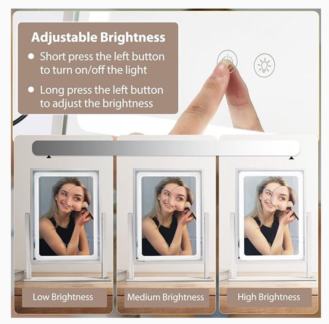 Hollywood Makeup Mirror, Touch Control, 3 Color Light Modes, Touch Screen & More