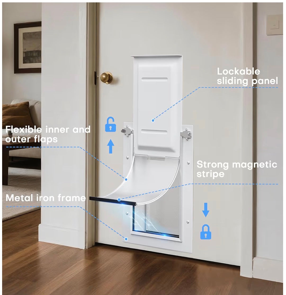 Durable Medium Iron Dog Door – Weather-Resistant with Security Plate Included-NEW!!