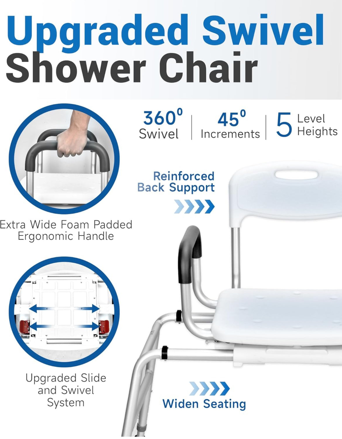 Sangohe Shower Chair Inside Shower Sliding Shower Chair Tub Transfer Seat 788B