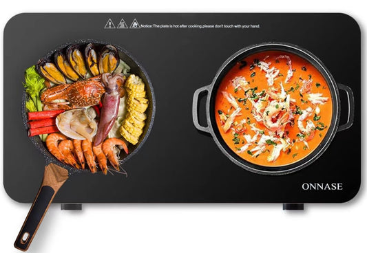 Two Burner Induction Cooktop 1800W 120V, w/8 Temp-Power Levels, Kid Lock & Timer