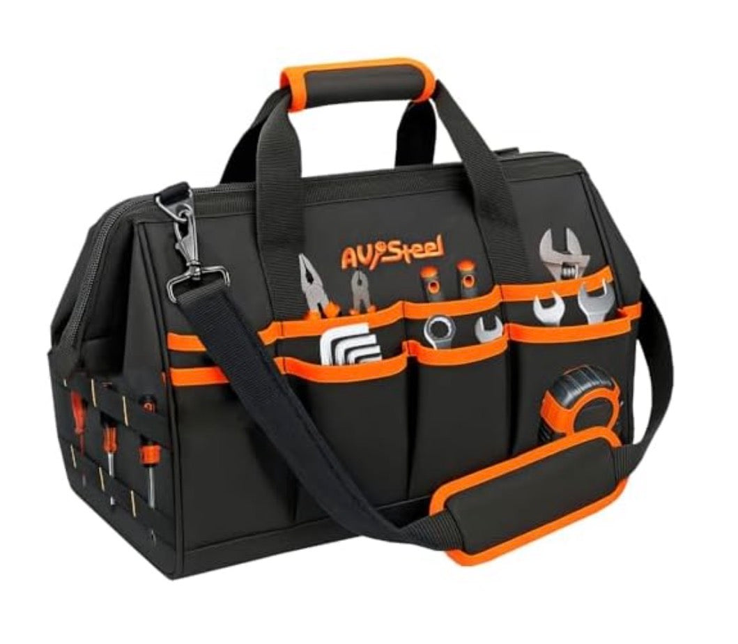 AV Steel Tool Bag — 15in., 16 Pockets, Heavy-Duty Oxford 1680D, Waterproof, Adjustable Shoulder Strap, Model# AV-700100