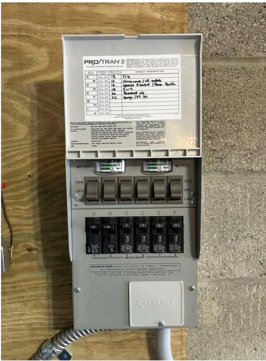 Reliance Back-Up Power Transfer Switch/ For Up to 8000 Watt Generator 306LRK-NEW!!