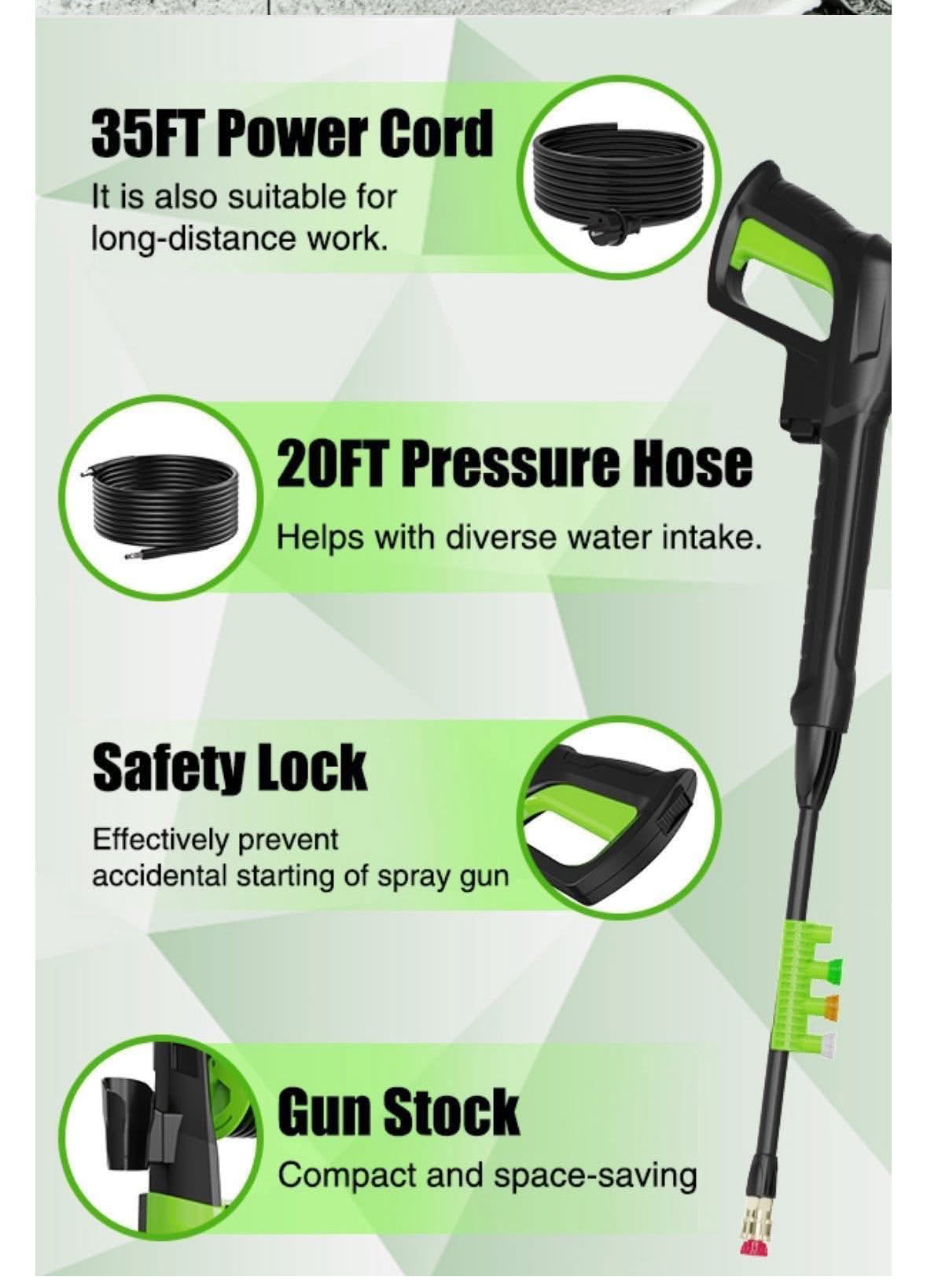 Decoktool 120V Electric
Pressure Washer 4800PSI
3.0GPM Power Washer 4
Nozzles & Foam Cannon-NEW!