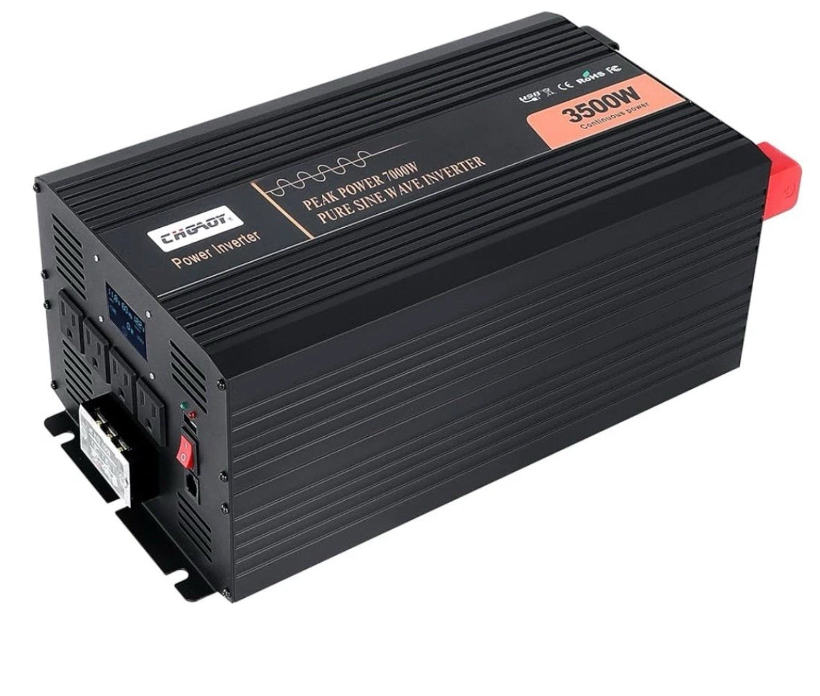 Pure Sine Wave Power Inverter 3500W DC12V to AC120V w/LCD Display + Remote-NEW!