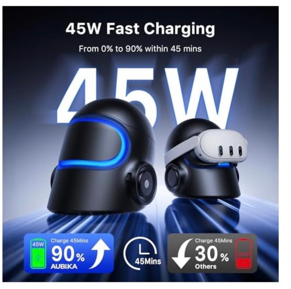Aubika 3 in 1 VR Charging Station, Meta Quest 3/3S/Pro/2, RGB Lights-NEW!