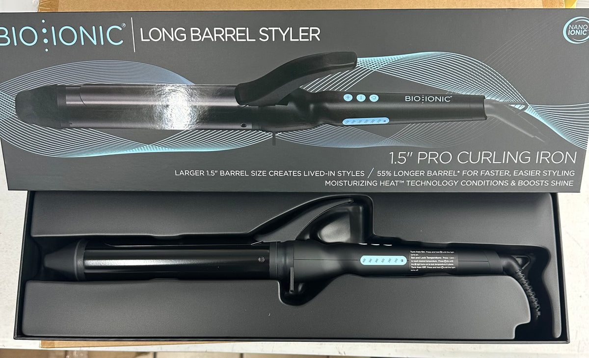 Bio Ionic 1 1/2” Long Barrel Curling Iron, Moisture Heat Technology & NanoIonic MX-New!!