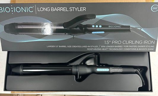 Bio Ionic 1 1/2” Long Barrel Curling Iron, Moisture Heat Technology & NanoIonic MX-New!!